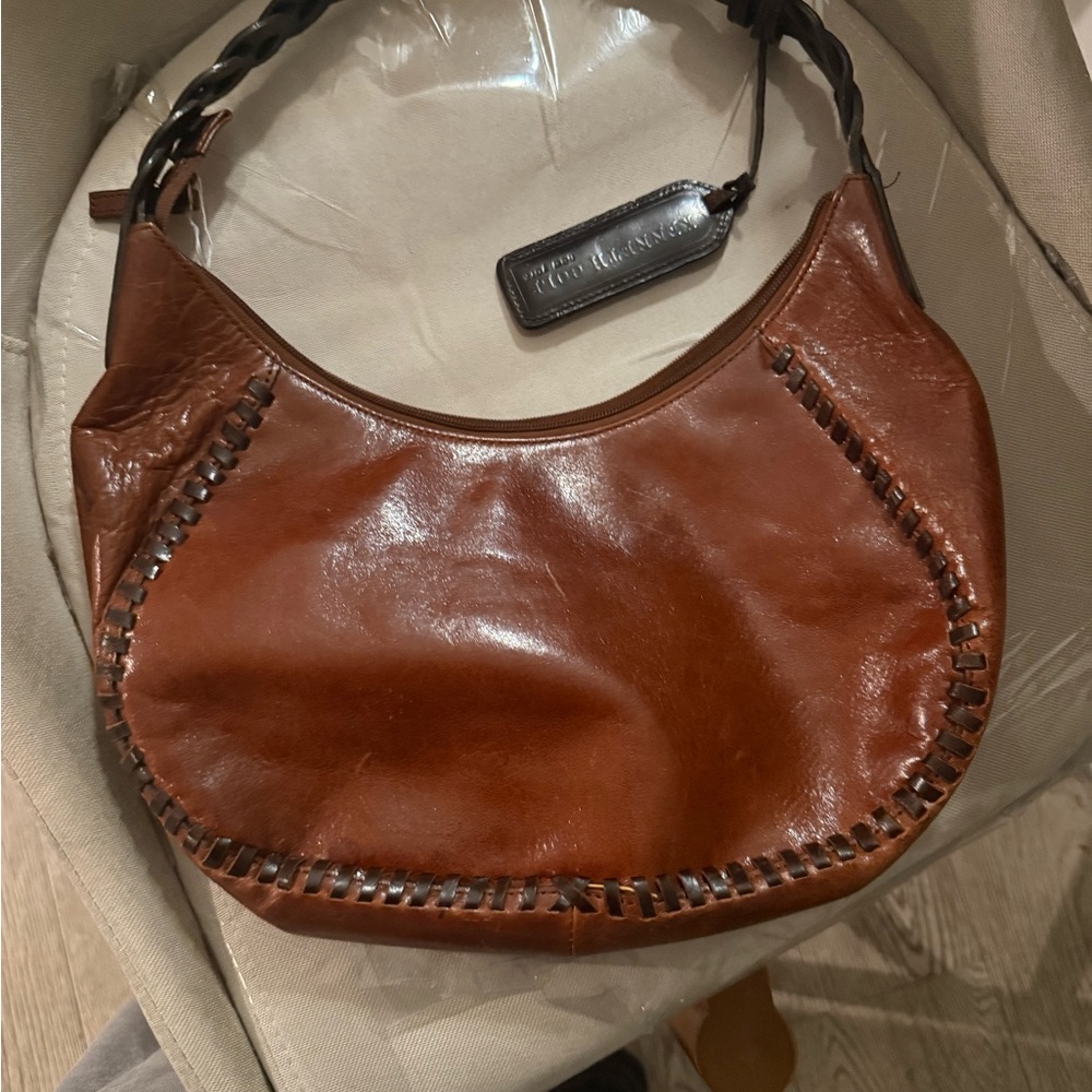 Kenneth Cole Rich Brown Leather Hobo Bag